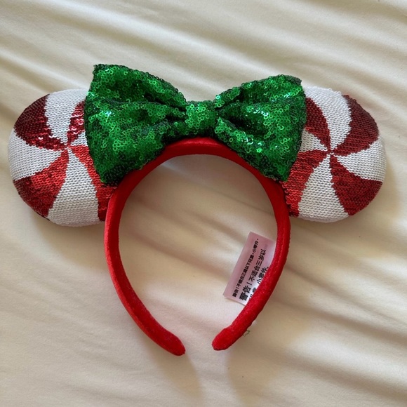 New Disney Parks Mickey/Minnie Mouse Peppermint Cane Ears/Headband - Picture 2 of 16